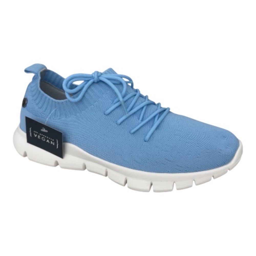 Bernie Mev Plush Blue Knit Lace Up Snekar Vegan Comfort Lightweight-NWB